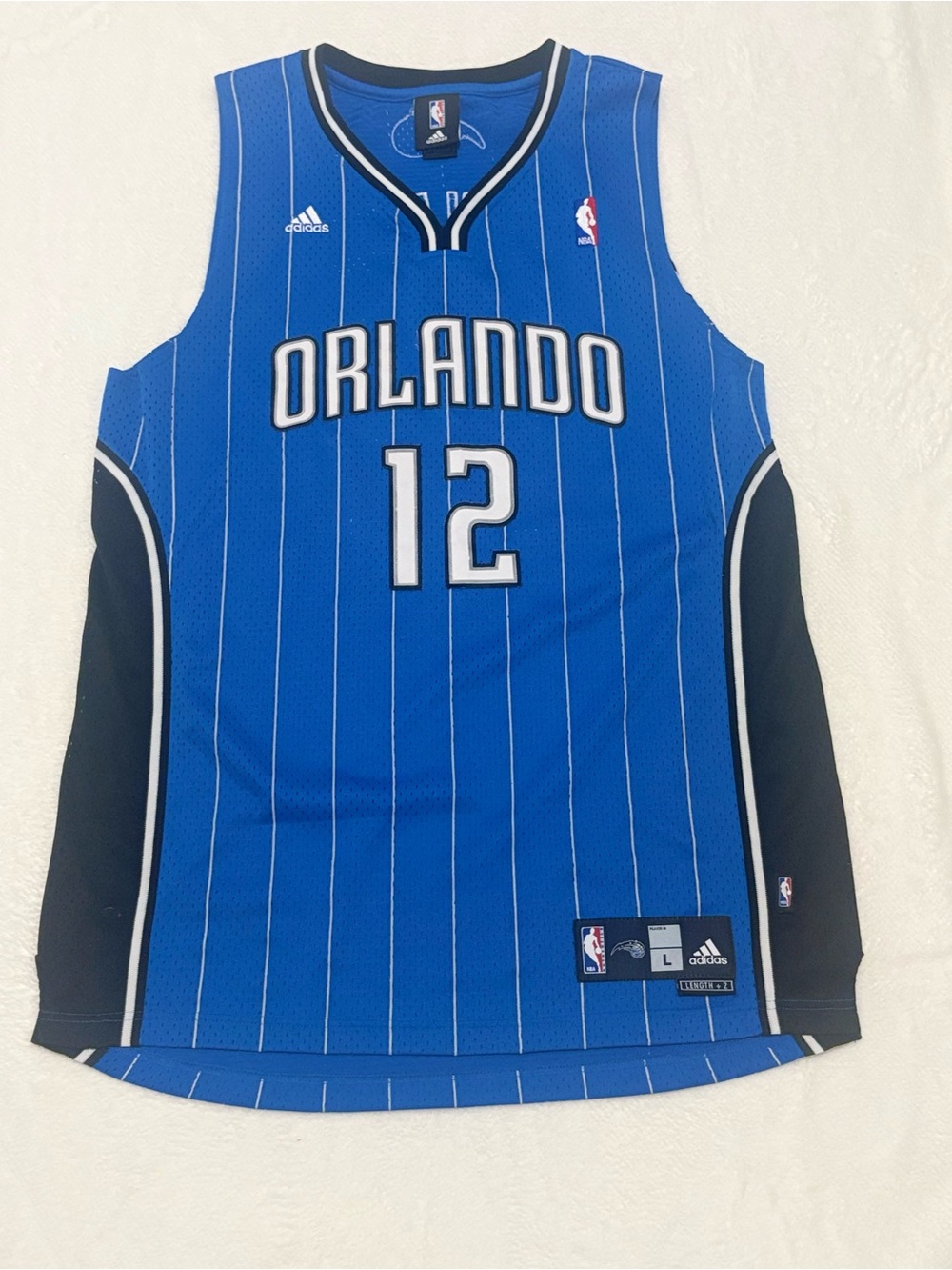 adidas Orlando Blue Pinstripe Basketball Jersey #12